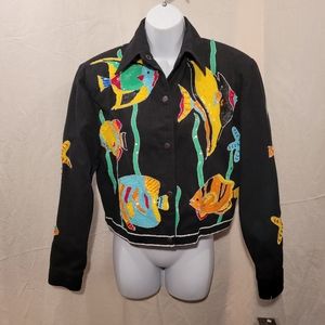 Modi Beaded Sequins Coral Fish Jacket